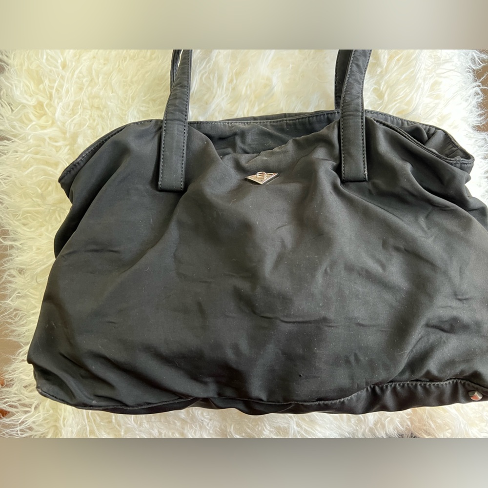 Bottega Veneta Black Nylon Tote Bag with Logo Accent